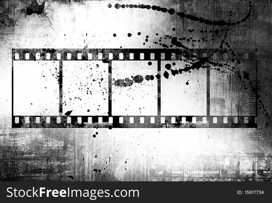 Retro grunge background with film strips