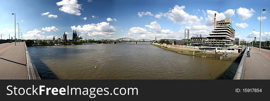 Panoramic picture of river Rhine and Cologne, Germany