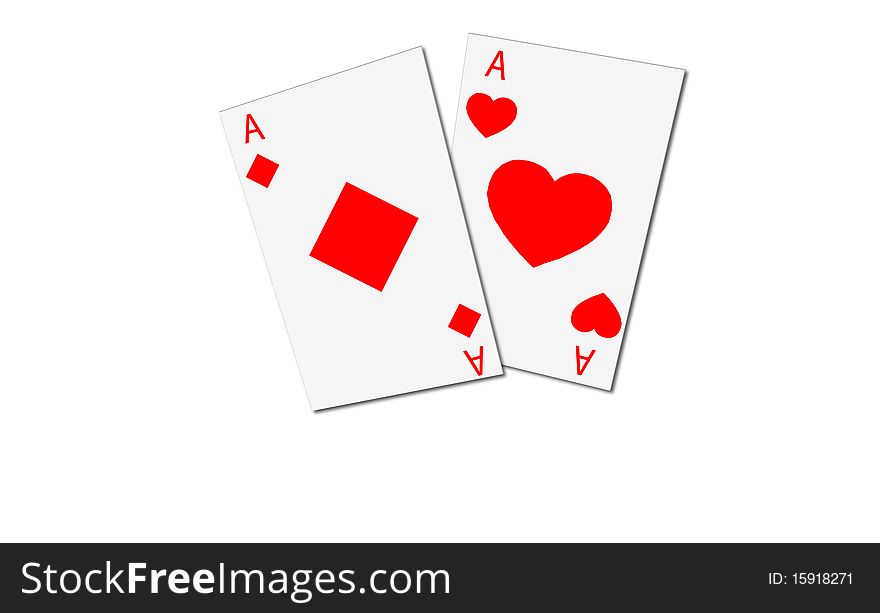 Two poker aces diamonds and hearts. Two poker aces diamonds and hearts