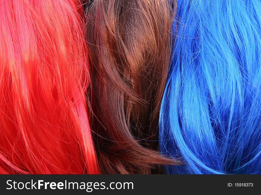 Stacks of colored hair