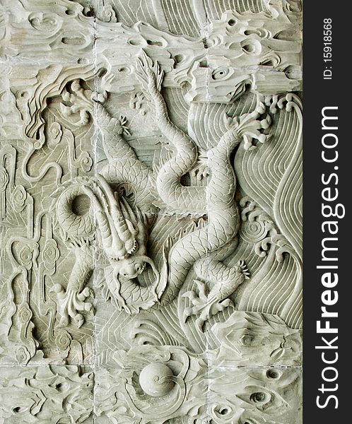 Chinese dragon's relief : royal totem. Chinese dragon's relief : royal totem