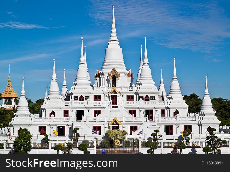 White pagoda in samutprakan,thailand