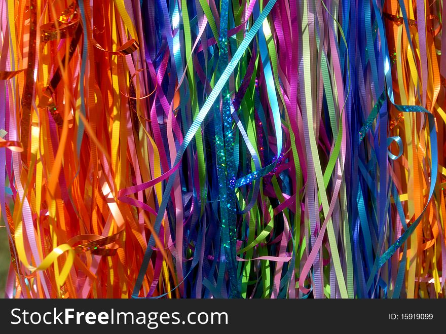 Close-up shot of a row of colorful ribbons in a horizontal format. Close-up shot of a row of colorful ribbons in a horizontal format.