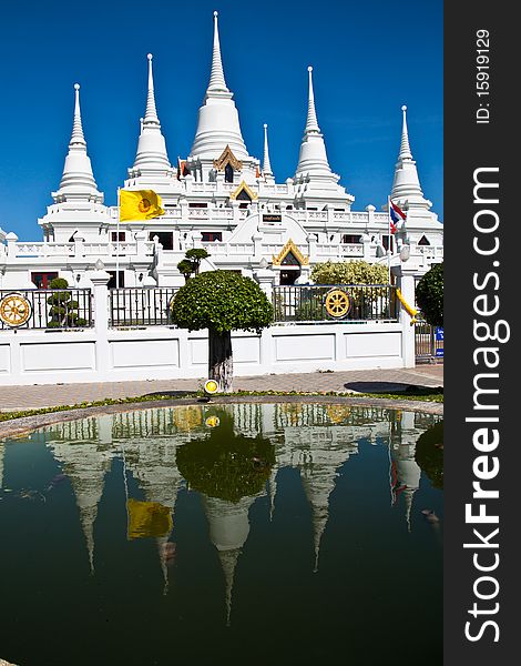 White pagoda in samutprakan,thailand