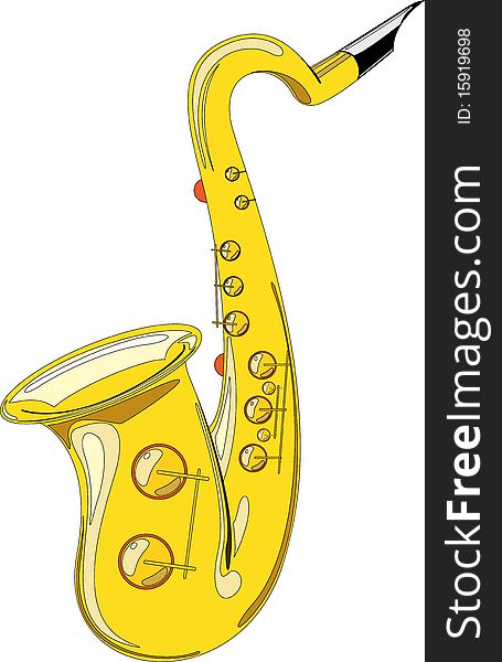 Vector series. Gold saxophone isolated on white background