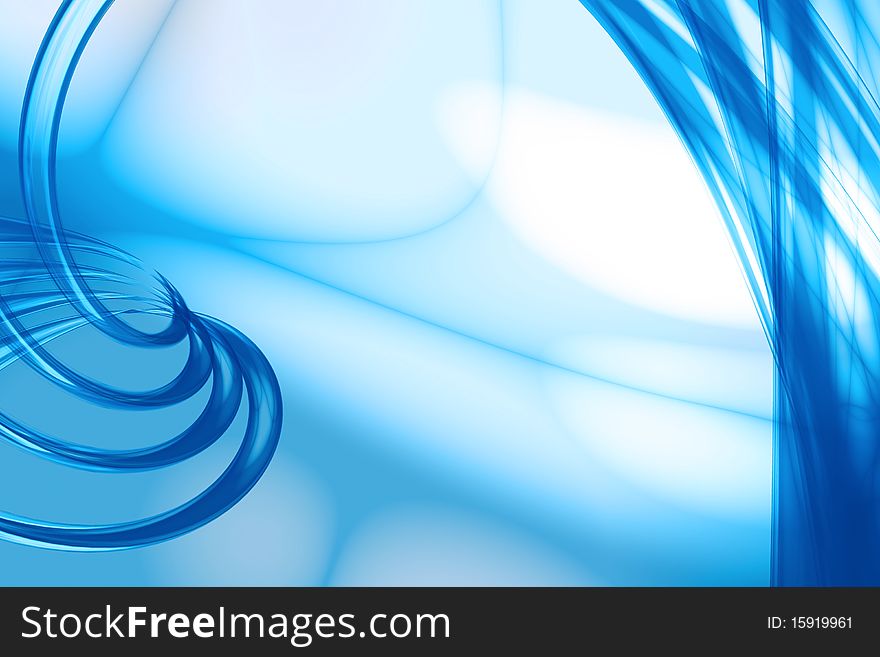 Swirling shimmering outline of smoke on a blue background