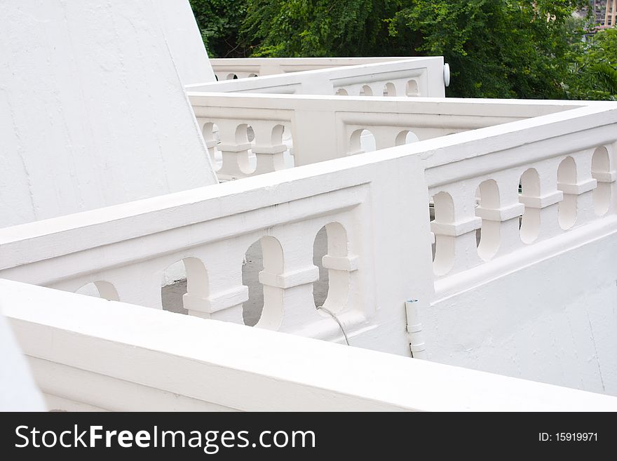 The white color cloister in the temple, white color cloister. The white color cloister in the temple, white color cloister