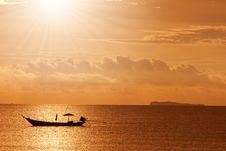 A Boat To The Sunset Stock Photo A Boat To The Sunset Stock Photo