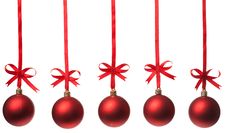 Christmas Balls With Ribbons And Bow Stock Image Christmas Balls With Ribbons And Bow Stock Image