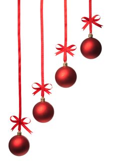 Christmas Balls With Ribbons And Bow Stock Image Christmas Balls With Ribbons And Bow Stock Image