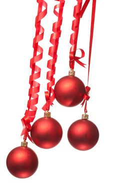 Christmas Balls With Ribbons And Bow Stock Images Christmas Balls With Ribbons And Bow Stock Images