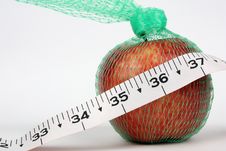 Closeup Of An Apple In A Net With 36 Measurement Stock Images