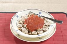 Orecchiette Pasta With Tomato Sauce Royalty Free Stock Photos Orecchiette Pasta With Tomato Sauce Royalty Free Stock Photos