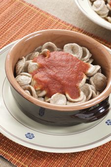 Orecchiette Pasta With Tomato Sauce Stock Photo Orecchiette Pasta With Tomato Sauce Stock Photo