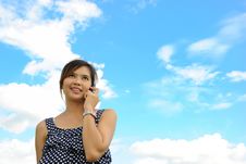 Asia Woman Is Talking A Telephone Stock Image Asia Woman Is Talking A Telephone Stock Image