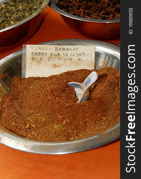 A bowl of spices on a table. A bowl of spices on a table