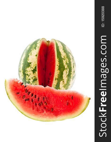 Slice of watermelon isolated on white background