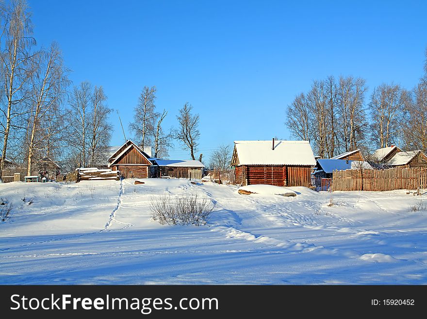 Buildings in snow