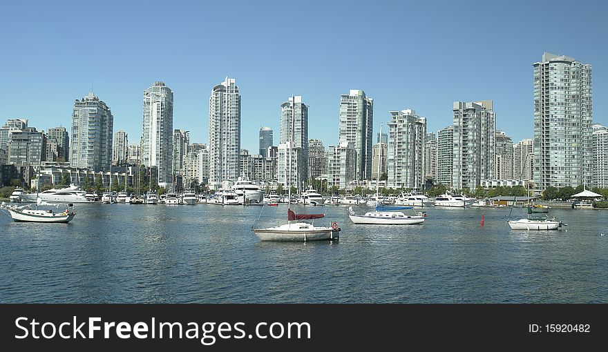 False Creek skyline showing new condo buildings near Yaletown. False Creek skyline showing new condo buildings near Yaletown.