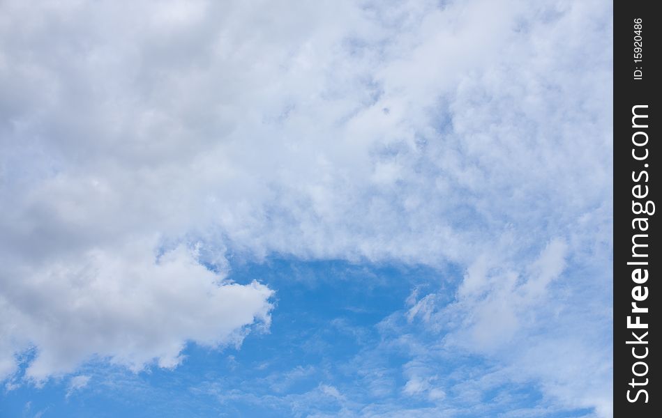 The cloud in the color blue sky background. The cloud in the color blue sky background.