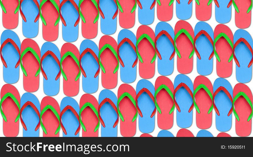 Colorful flip flop sandals on white background. Colorful flip flop sandals on white background