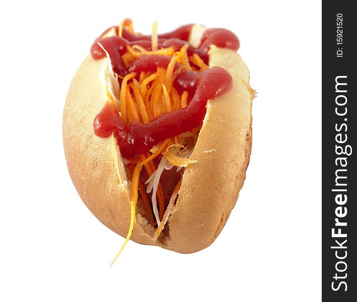 Hot dog on a white background