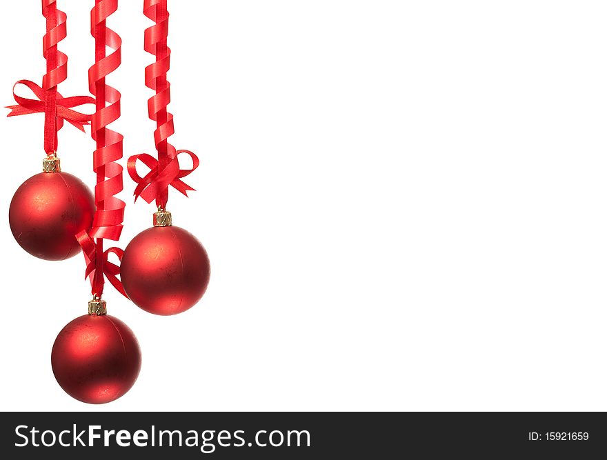 Christmas Balls  With Ribbons And Bow