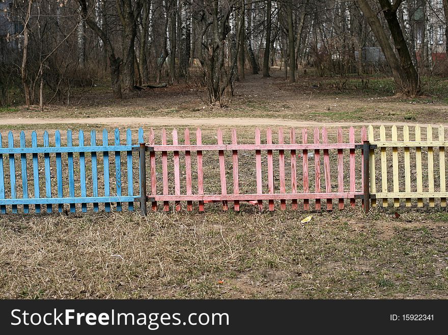 Wooden fence in a park