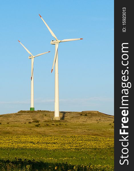 Wind Power Turbines on a Hill