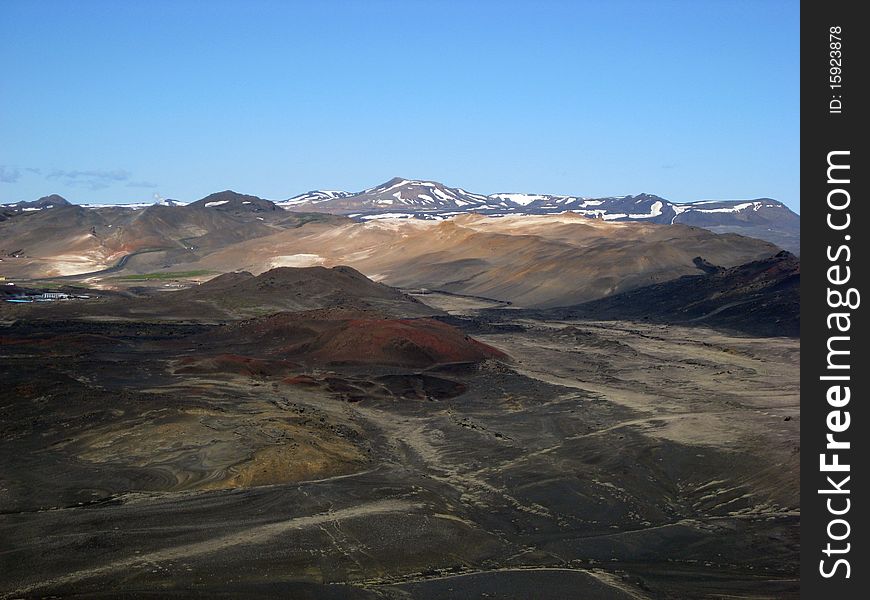 Volcanic landscape in Krafla geothermal area of Iceland. Volcanic landscape in Krafla geothermal area of Iceland