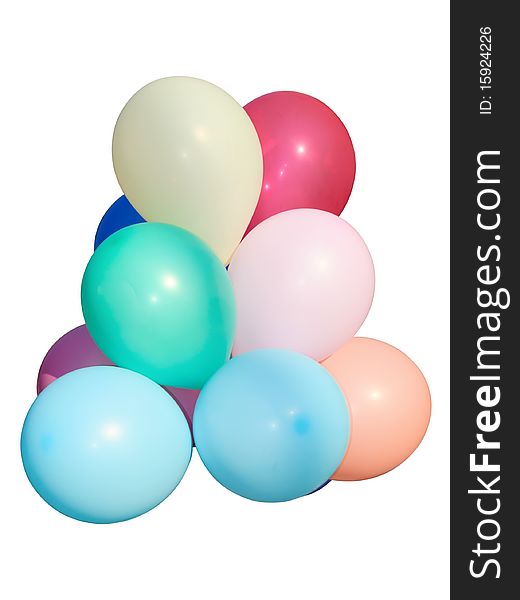 Colored balloons. Isolated on white background with clipping path.