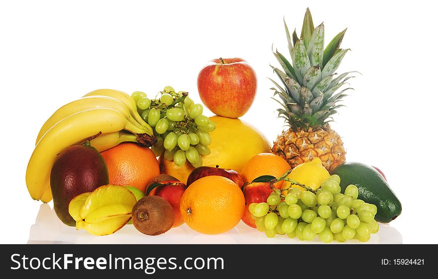 Colorful fresh fruits isolated on white background. Colorful fresh fruits isolated on white background