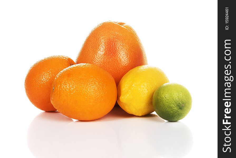 Fresh citrus on white background
