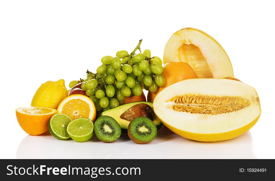 Plenty of fresh fruits on white background. Plenty of fresh fruits on white background