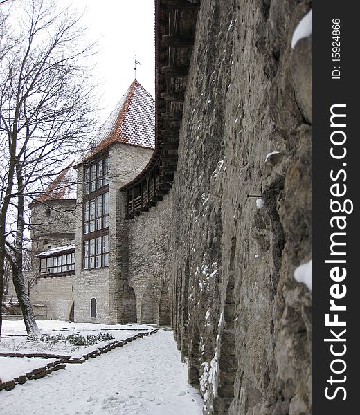 Wall of Toompea castle in Tallinn, Estonia. Wall of Toompea castle in Tallinn, Estonia