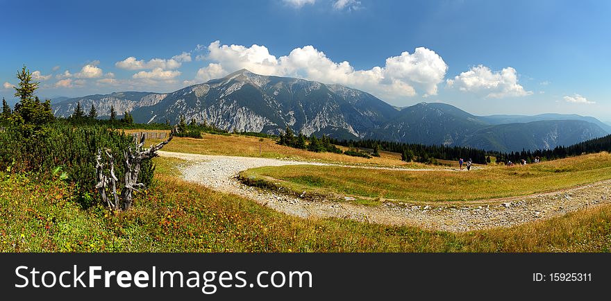 View at alpine mountain peaks - Raxalpe