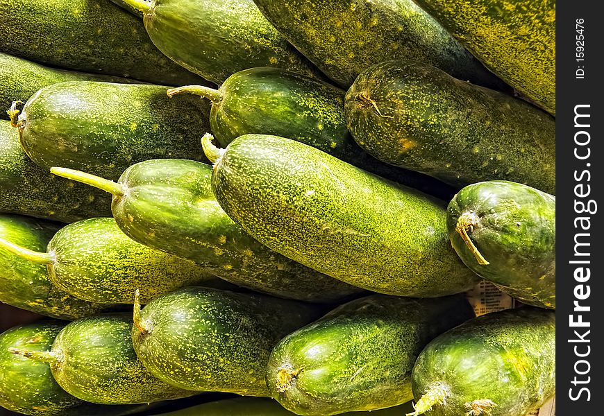 Newly harvested fresh cucumber in Asian market