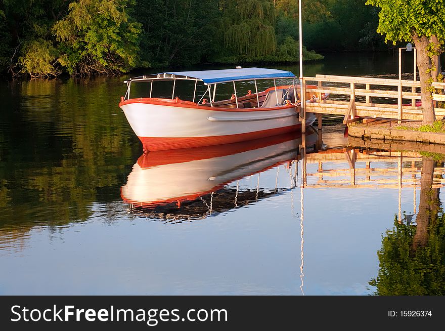 Walking boat in expectation of visitors summer evening