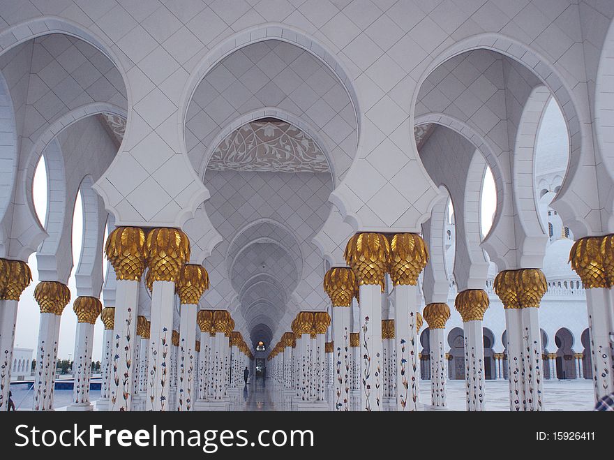 Colums in a row in the mosque. Colums in a row in the mosque