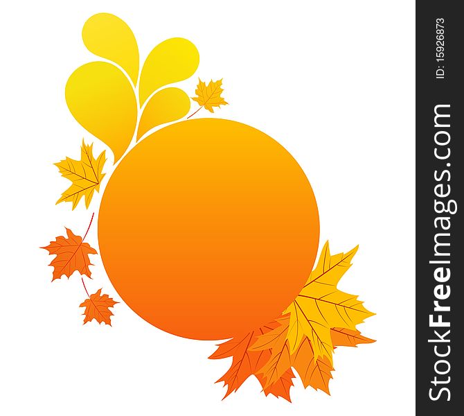 Autumnal Round Banner with Maple leaves. Autumnal Round Banner with Maple leaves