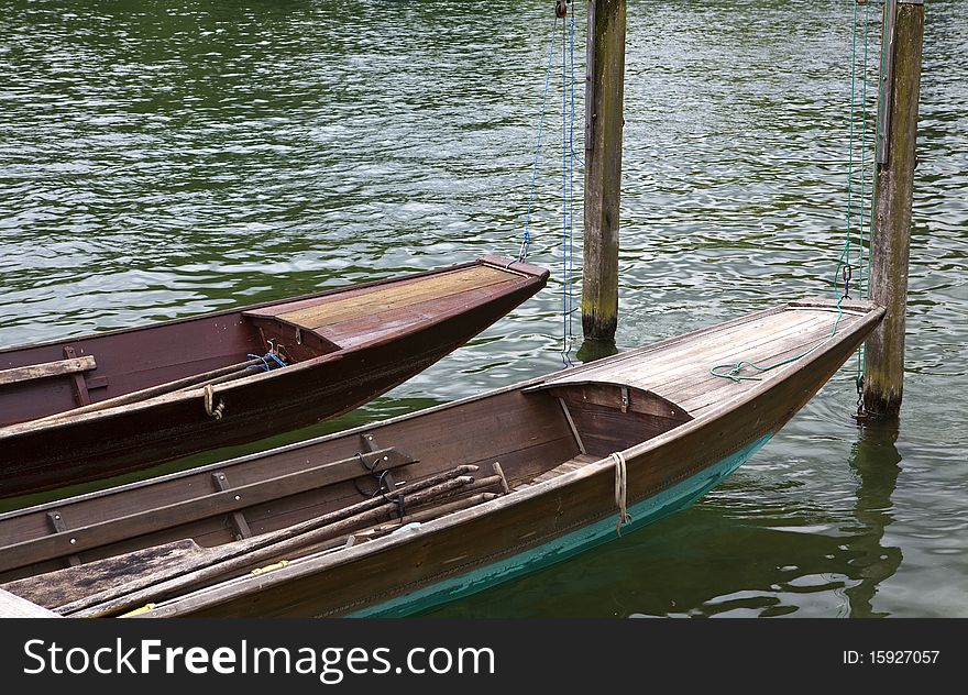 Two punts on the river in Schaffhausen Switzerland