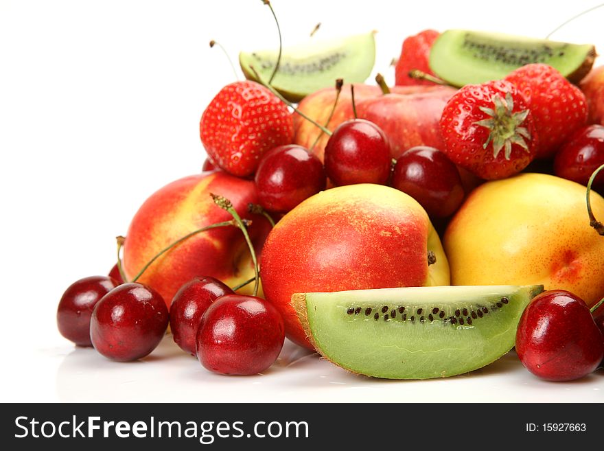 Fresh fruit on a white background