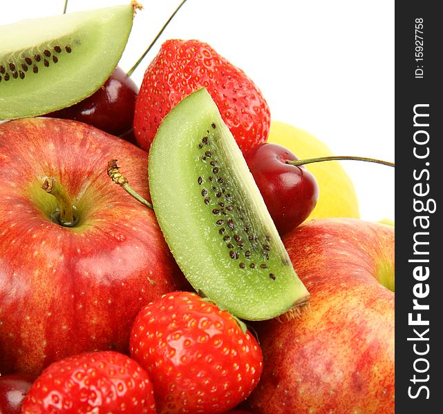 Fresh fruit on a white background