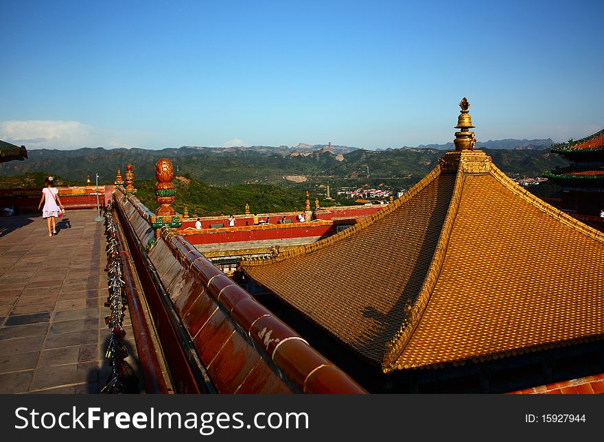 Golden roof under the blue sky.