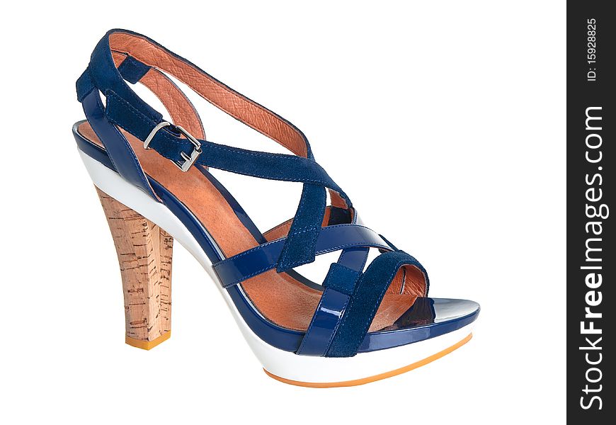 Stylish blue leather sandals