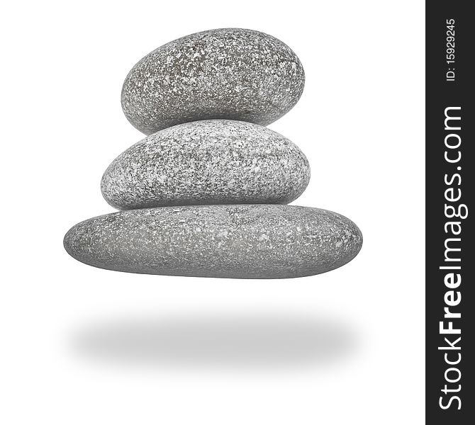 Levitation Pyramid of Stones. Backlit. Isolated on white. With Clipping Path.