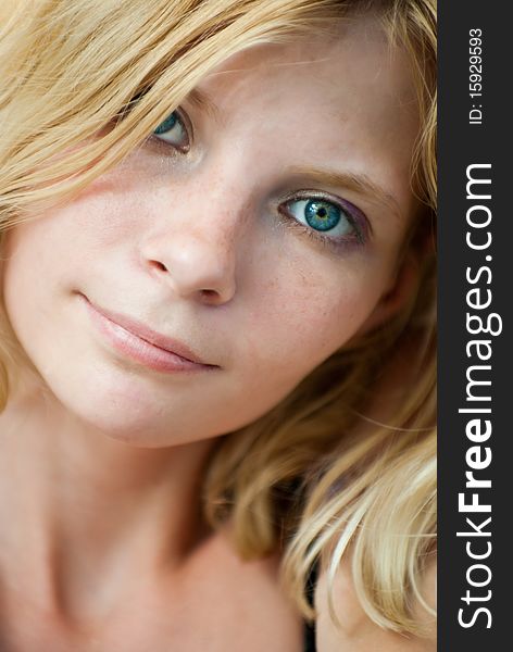 Closeup portrait of beautiful caucasian blonde. Closeup portrait of beautiful caucasian blonde.