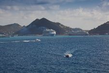 Ships In Port At St. Maarten, Caribbean Stock Photo Ships In Port At St. Maarten, Caribbean Stock Photo