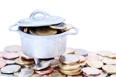 Euro Coins In Cauldron Royalty Free Stock Photography Euro Coins In Cauldron Royalty Free Stock Photography