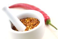Chili Seeds In A Mortar Stock Photo Chili Seeds In A Mortar Stock Photo